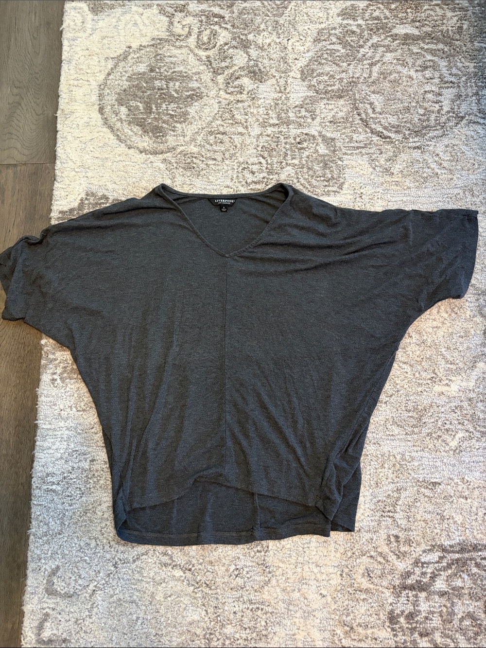 Liverpool Charcoal Gray V-Neck Batwing Tunic